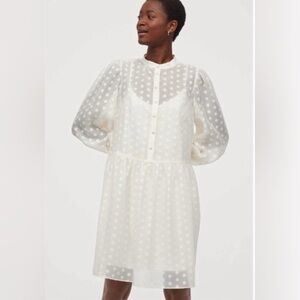 H&M White Cream Puff Sleeve Sundress Size Medium